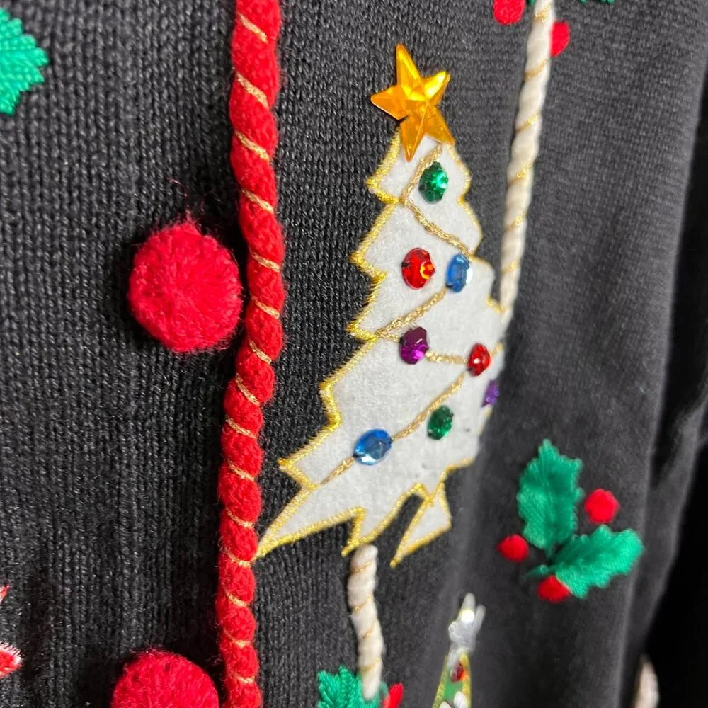 Ugly‎ Christmas Sweater Black Cardigan Sweater